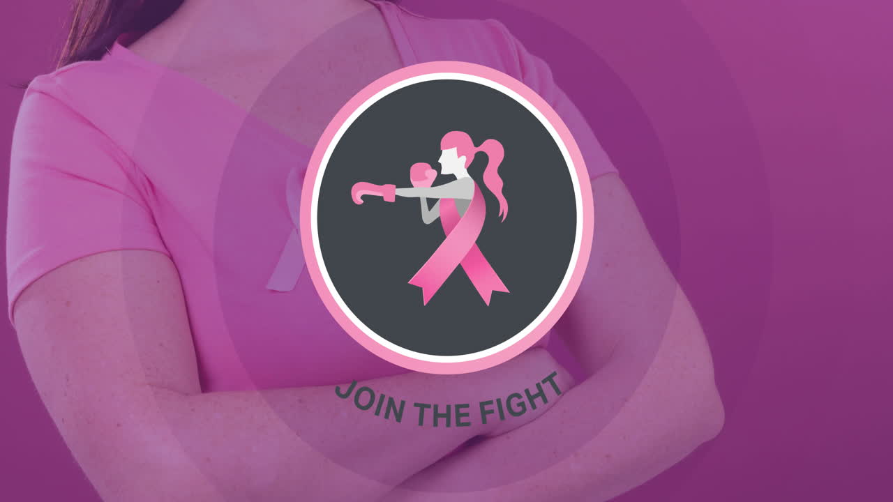 animación de concienciación sobre el cáncer de mama texto sobre mujer caucásica