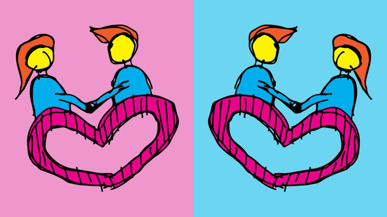 bambini che disegnano pop art sullo sfondo senza cuciture con il tema dell'amore