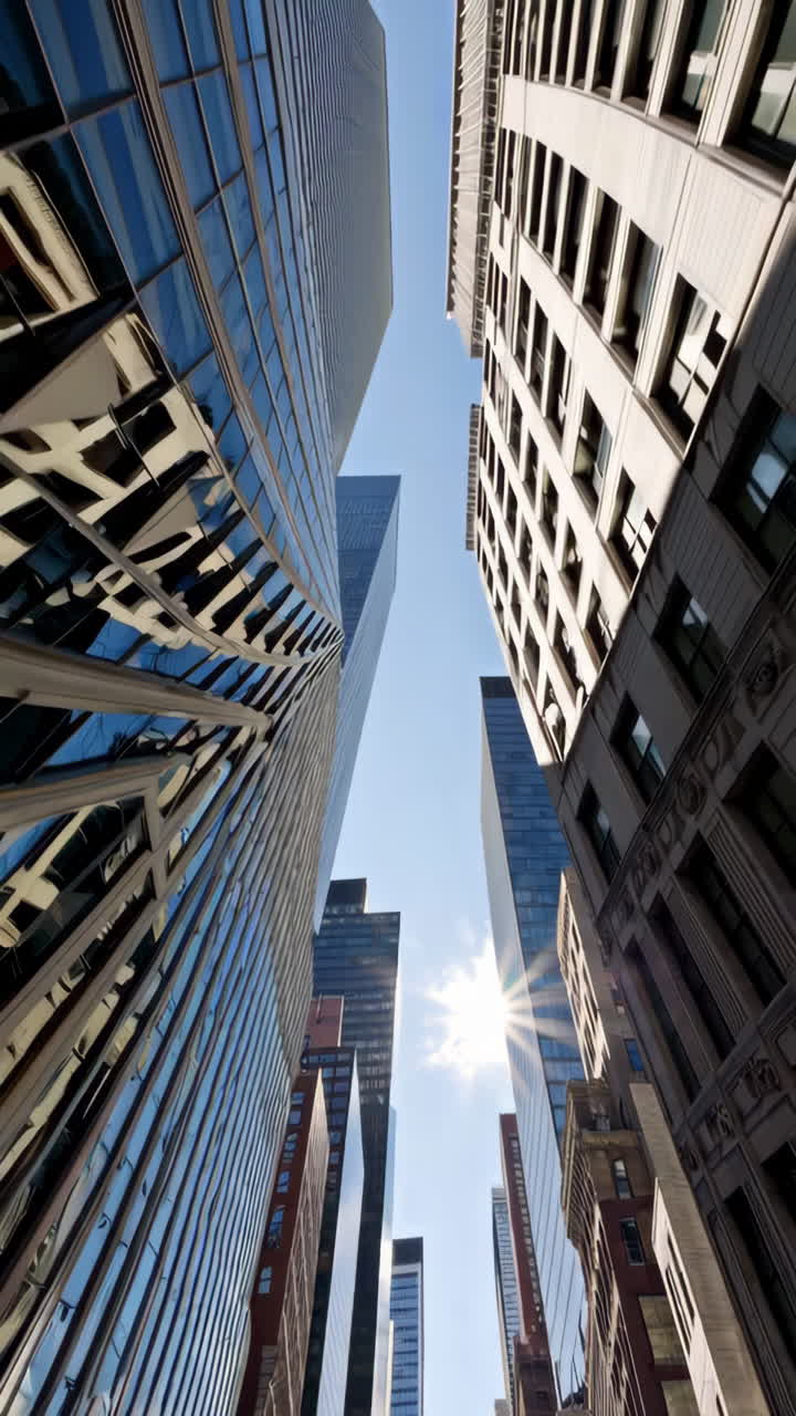 New York City Skyscrapers and Crowded Streets