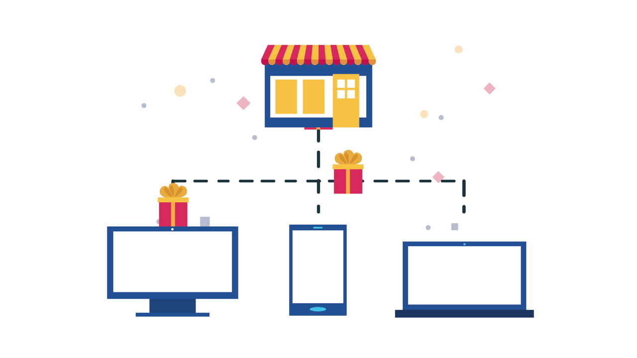 상점 건물 및 세트 장치와 함께 전자 상거래