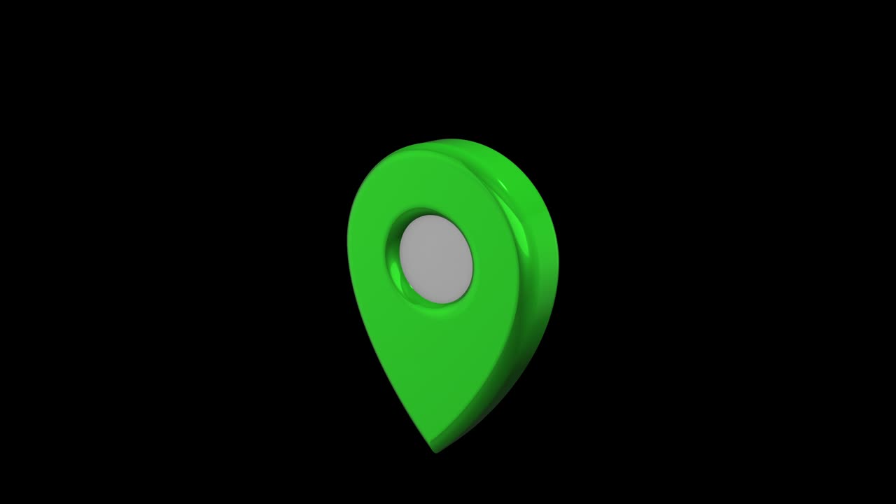 Map pointer green color. Geolocation mark 3d. Alpha channel