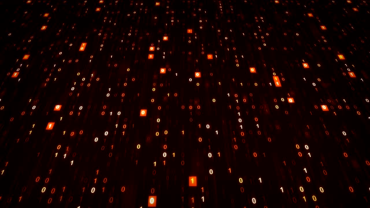 Futuristic Digital Background with Red Binary Code Technology Animation