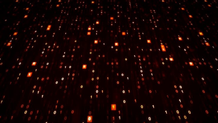 Futuristic Digital Background with Red Binary Code Technology Animation