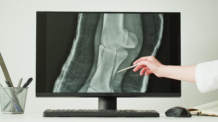 Doctor reviewing knee x-ray