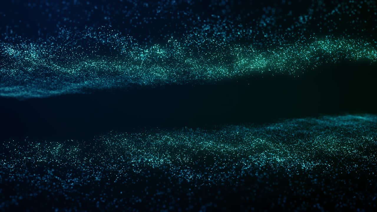 Particles blue green event game trailer titles cinematic concert stage background loop