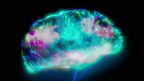 vivid particle lines visualizing brain activity, synapse processing and neuronal connections