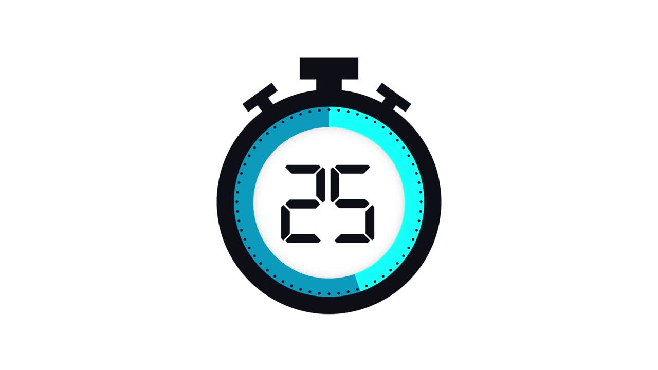 Colourful minimal countdown timer animation from 50 to 0 seconds. Modern flat design with animation on white background. High quality 4K video