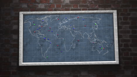 Intriguing-World-Map-with-Visit-Points-Displayed-on-a-Brick-Room-Wall