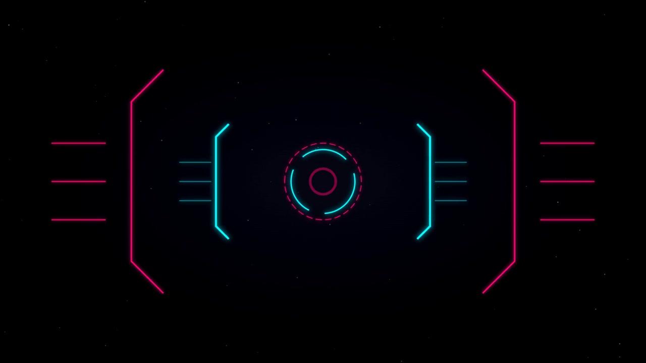 Futuristic Digital HUD Interface Overlay with Pulsing Neon Circles