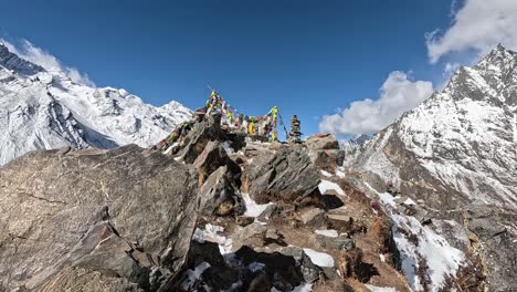 Arrival-on-the-rocky-summit-with-prayer-flags