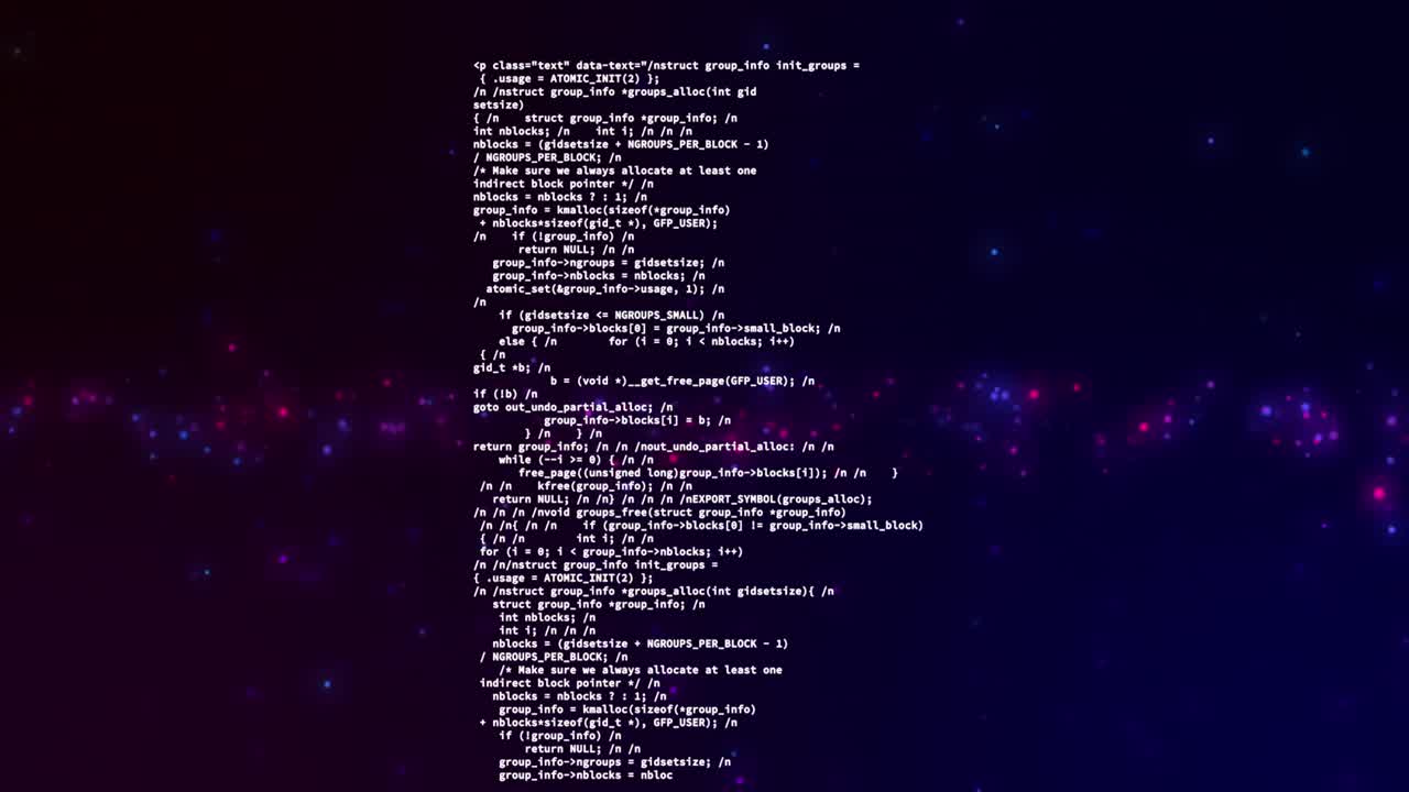 Animation of data processing over spots on black background