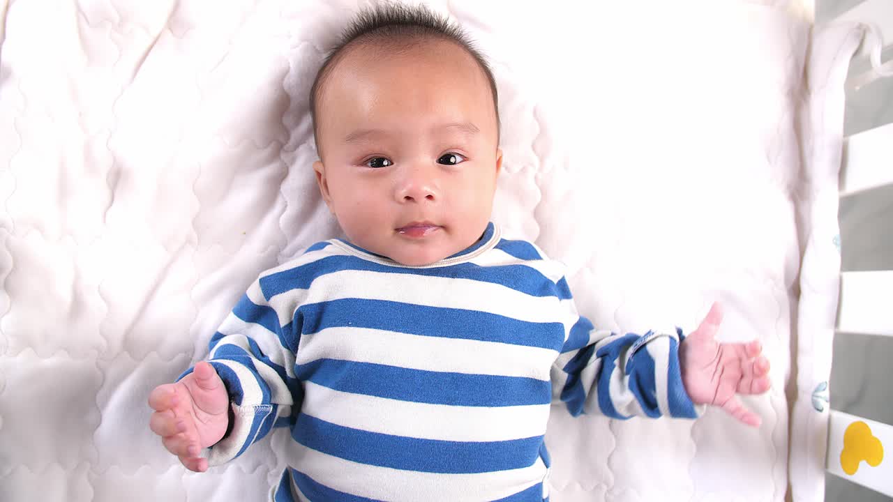 Top View Of Happy Asian Baby, Video In 4K