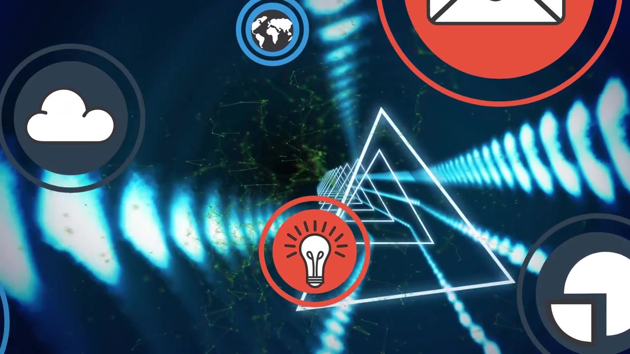 Animation of media icons over shapes