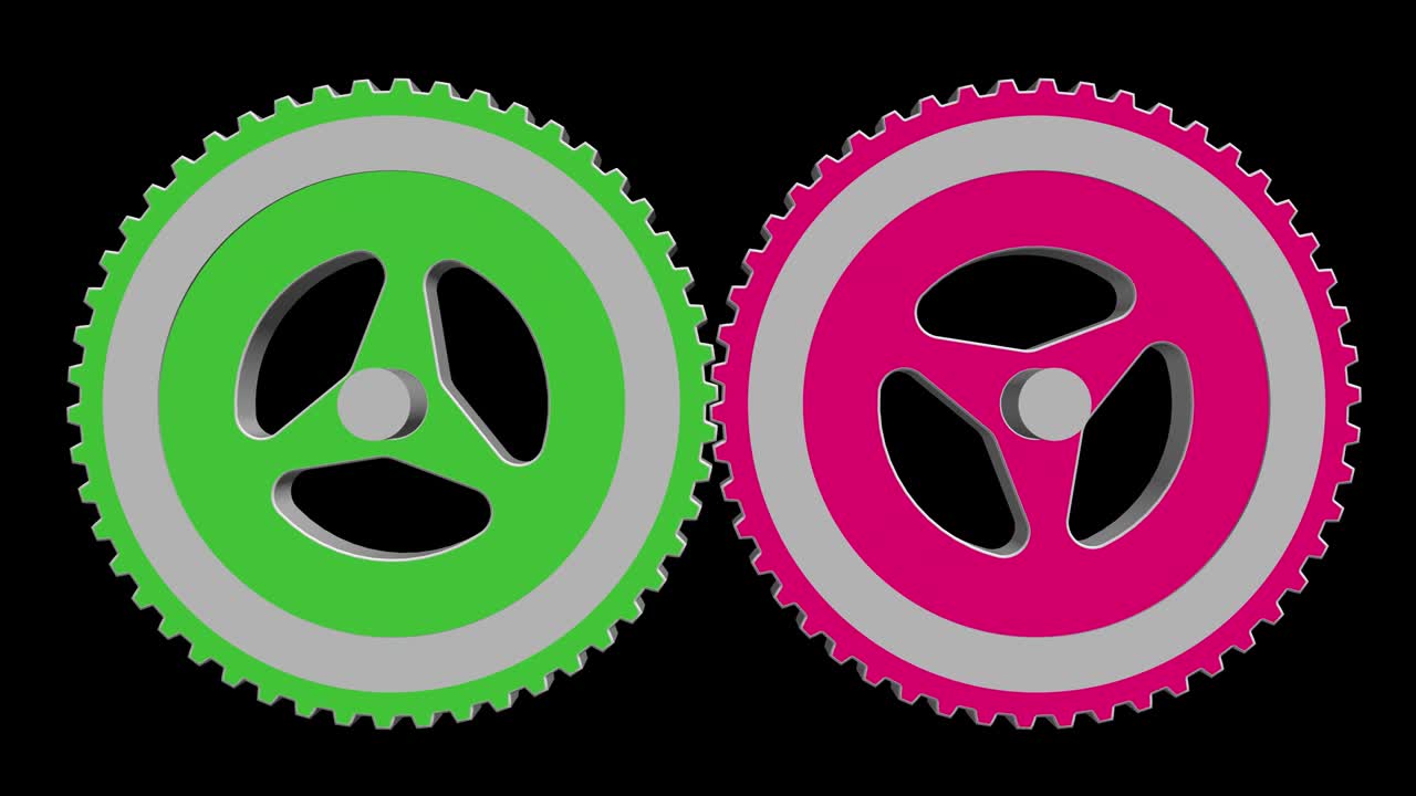 회전하는 추상적인 다채로운 기어  (알파 채널)