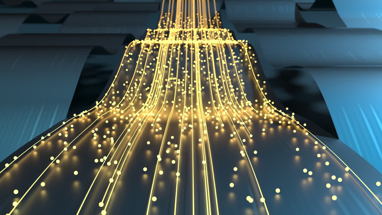 반이는 입자와 함께 흐르는 파동 옷, 3d 렌더링.