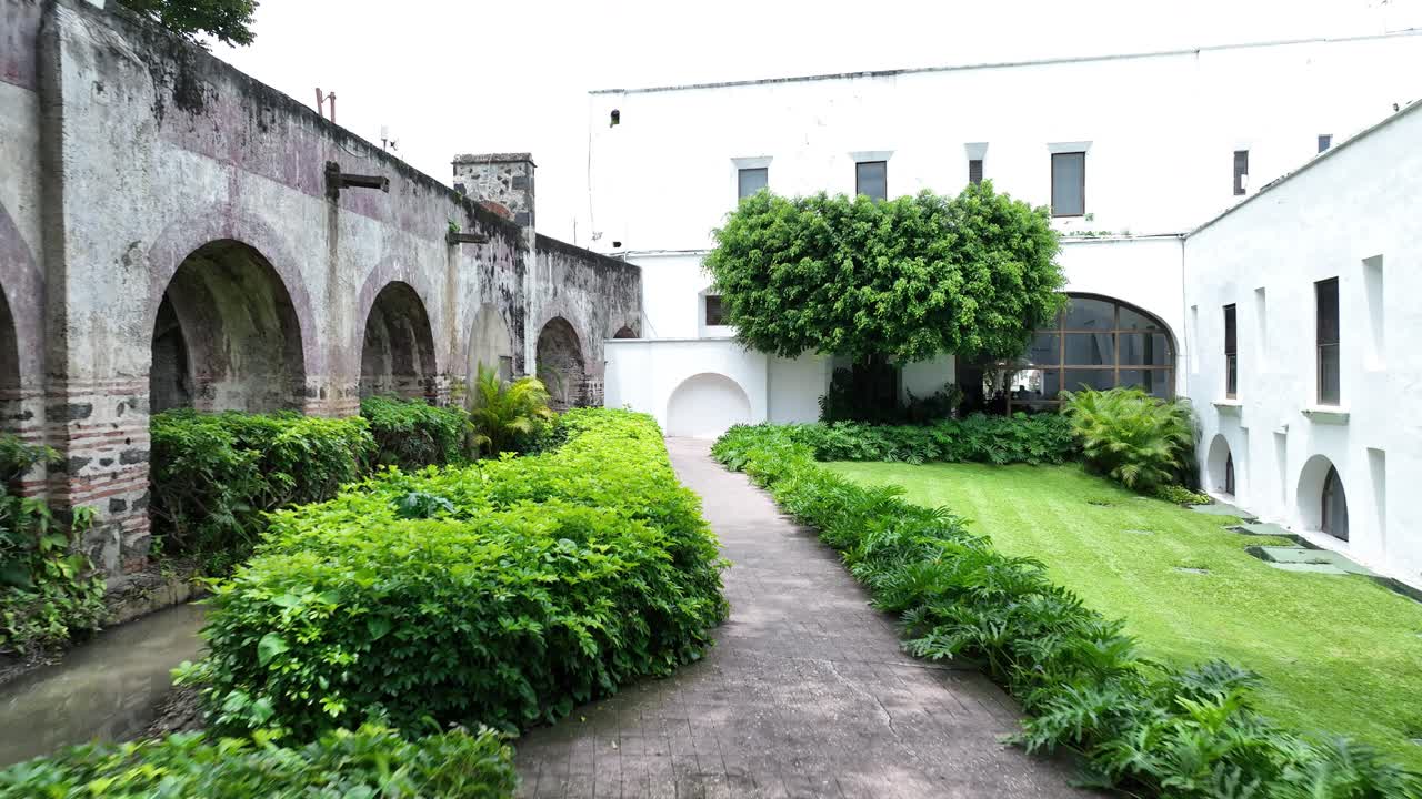Exploring Drone Shot Of Magnificent Hacienda Resort In Cocoyoc Morelos , Mexico