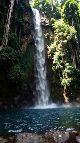 beautiful waterfall in a lush green jungle