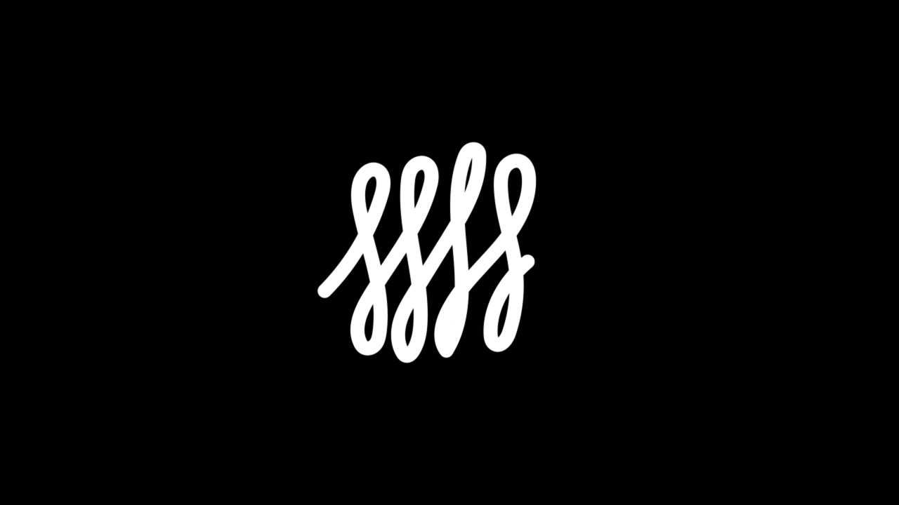 Forme animate in line art bianco su sfondo nero