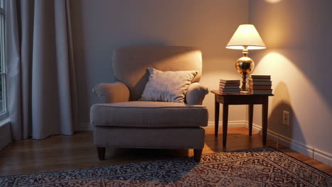 cozy reading nook at dusk