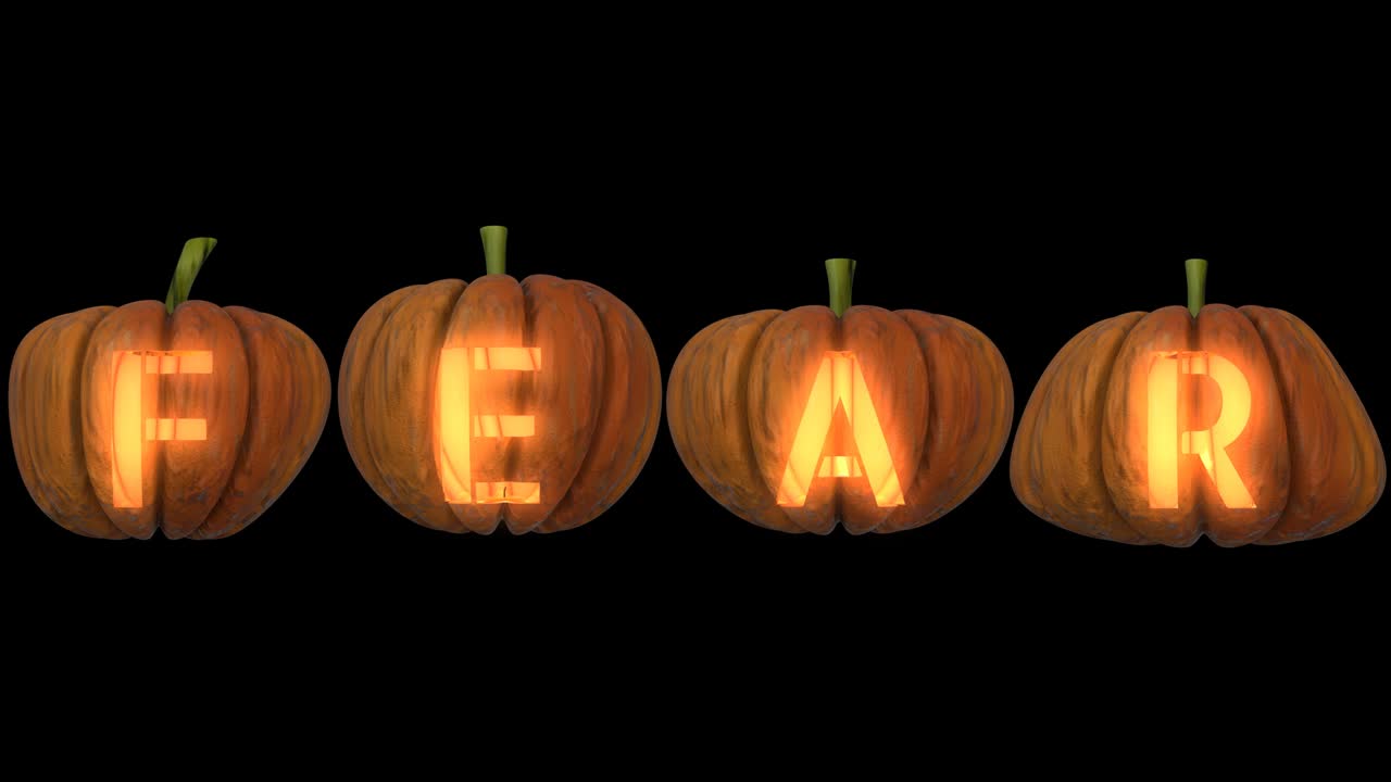 Carved Pumpkin Letters  forming the text fear