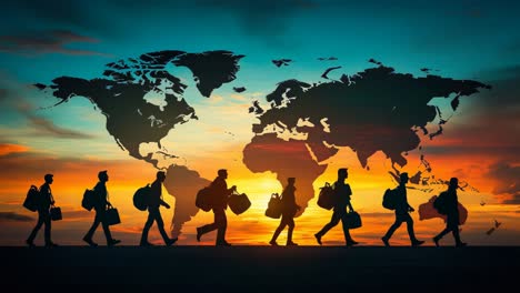 global migration at sunset
