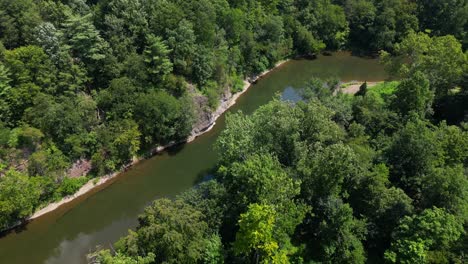 aerial drone view of creek during the daytime