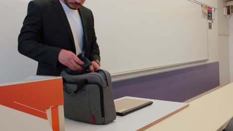 university professor preparing for a lecture