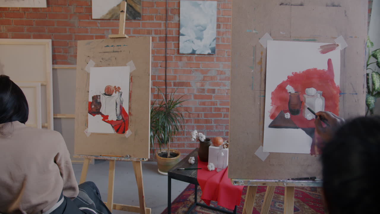 Artist Painting Still Life in Studio