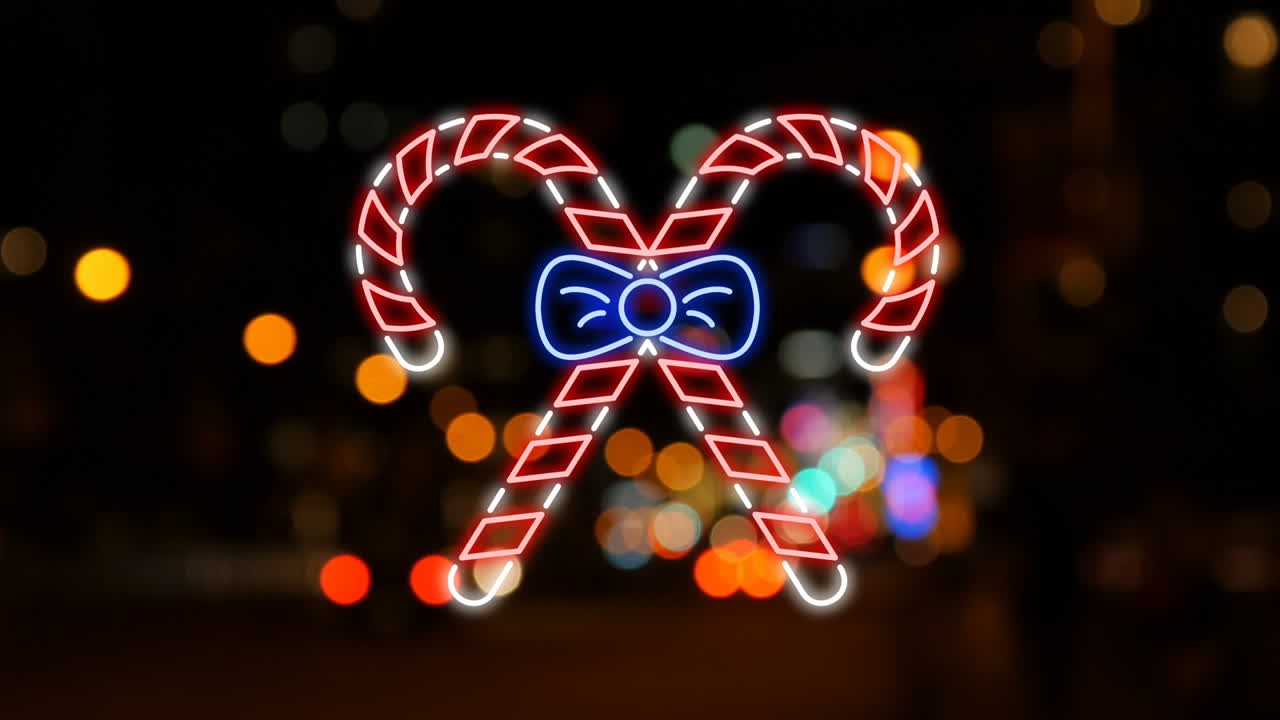 거리 조명 위 에 있는 크리스마스 네온 의 애니메이션