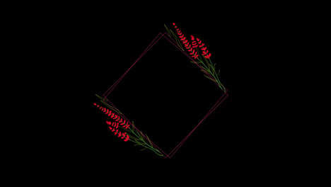 Hochzeitstitel-Kopieren-Platz-Für-Text,-Animierte-Blume,-Blattkranz,-Blumendekoration,-Textrahmen-Mit-Alphakanal.