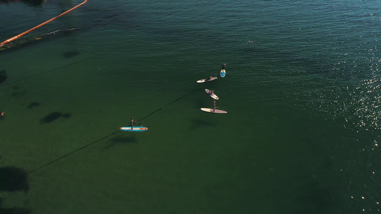 People Paddle Boarding in the Ocean