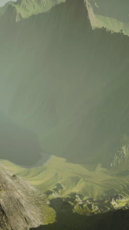 mountainous landscape with fog