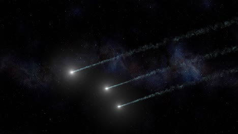 meteor showers in deep space