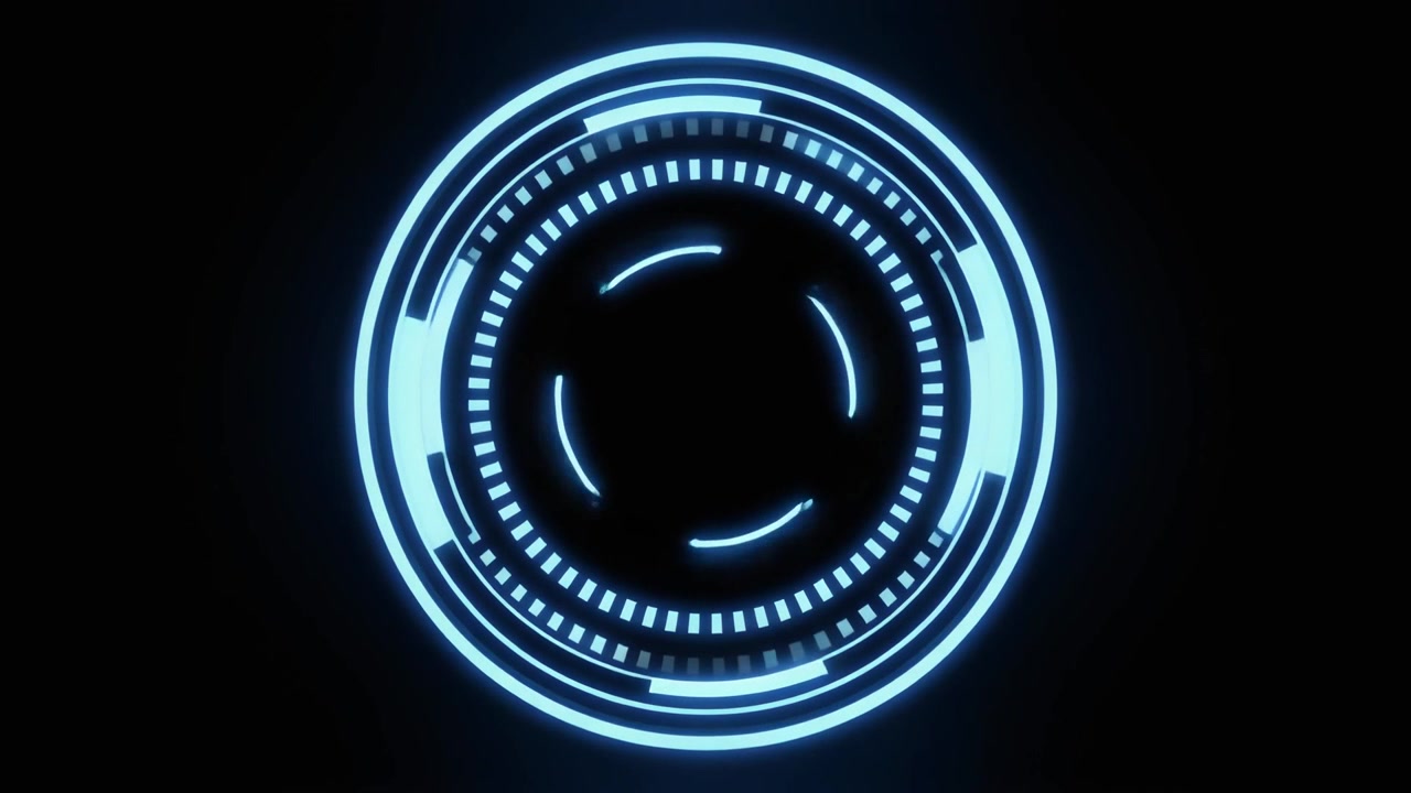 Animated Blue Circular HUD Interface Element on Black Background