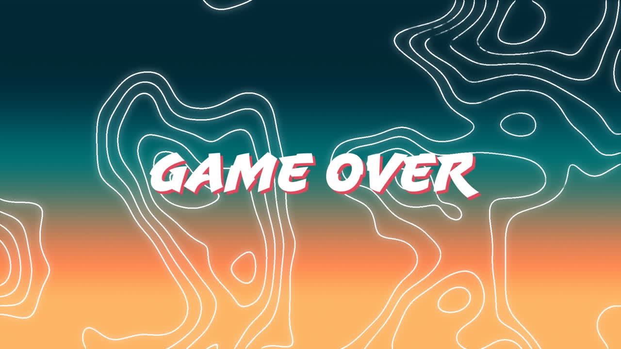 Animation of game over text in white letters over white lines