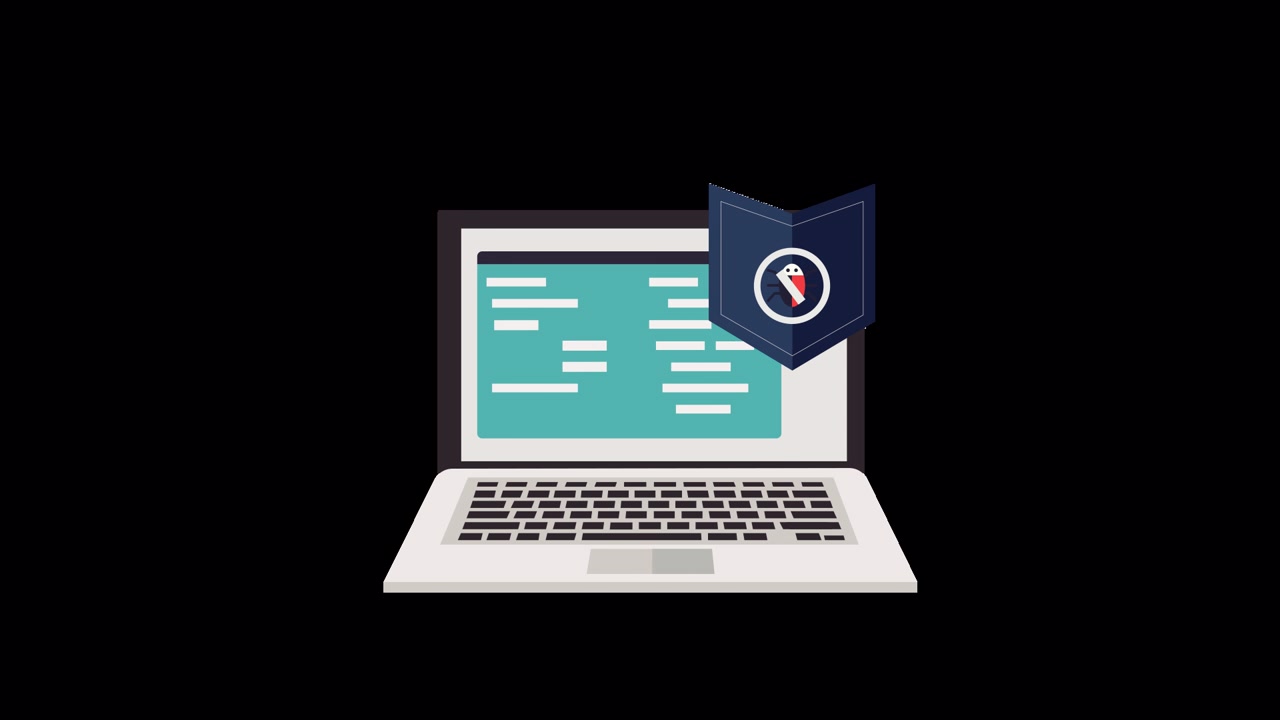 Animated Laptop Showing Cybersecurity and Bug Prevention