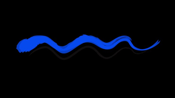 Animated Blue Paint Brush Stroke Wave on Black Background