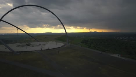 Halde-Hoheward,-viewpoint-on-a-hilltop-plateau,-structure-with-massive-arches-in-Germany