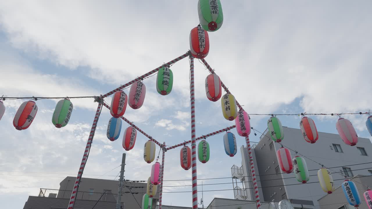 Colorful Japanese Lanterns Decorating a Street