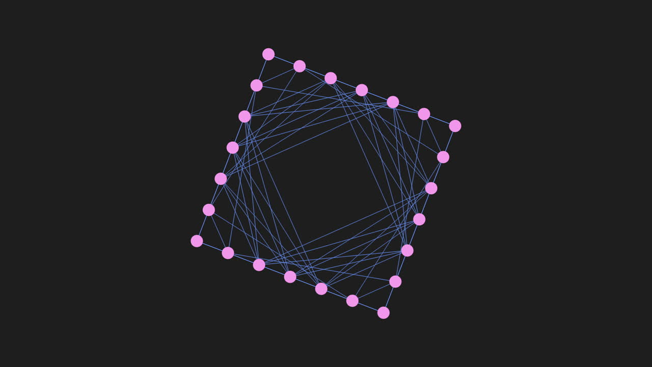forma futurista cuadrada del arco iris con puntos y líneas de neón