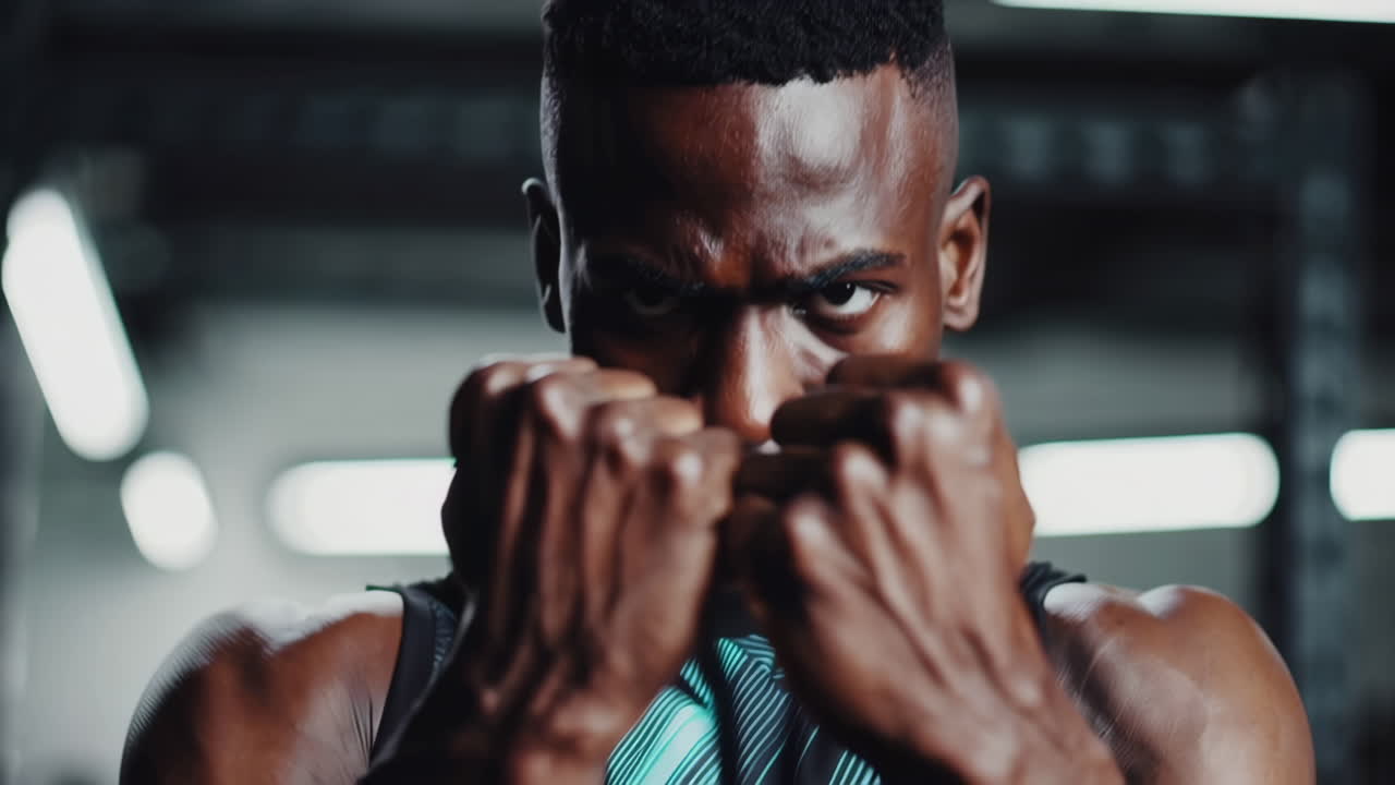 Focused Fitness Man in Gym