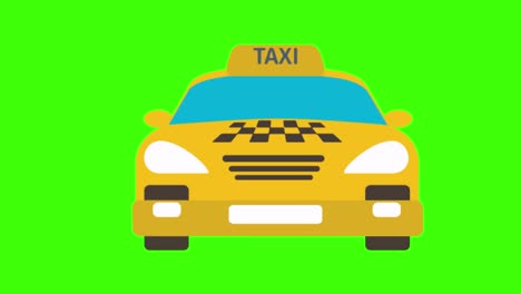 animation of a taxi icon on a green screen