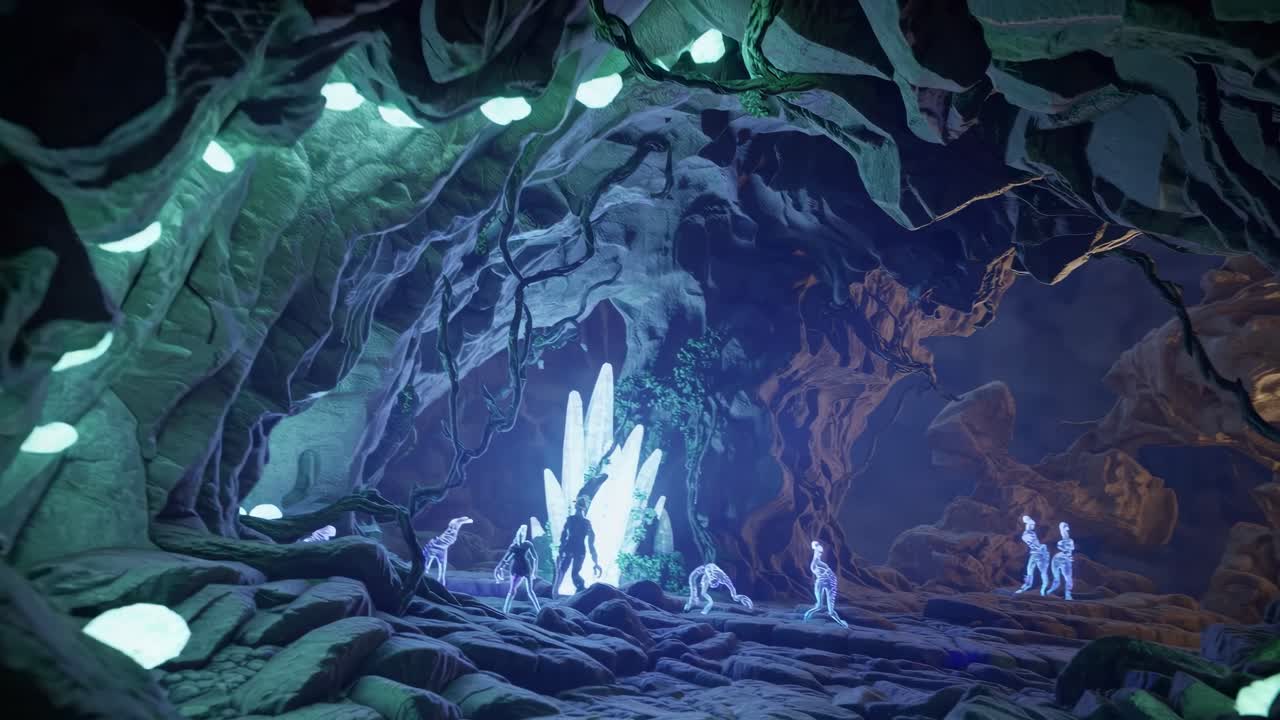 金の山積みのある大きな洞窟 ベクトル漫画の地下の地下牢のイラスト 金貨で満たされた宝箱 輝く宝石 宝石 中世の剣 アドベンチャーゲームの背景 |  無料ベクトル素材