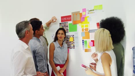 business executives discussing over sticky notes 4k