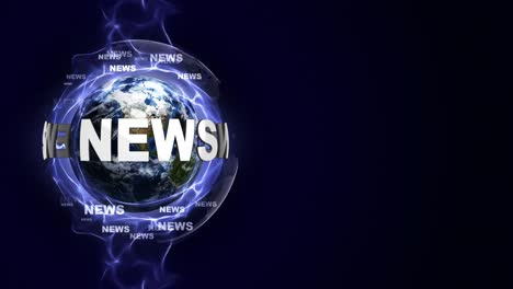 news text animation and earth, loop