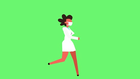 stick figure color pictogram doctor woman character run cycle cartoon animation