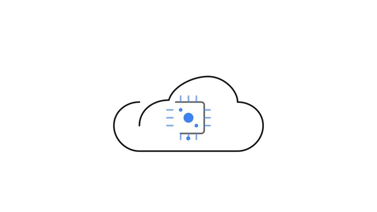 Animated Cloud Icon with Microchip Symbol for Cloud Computing