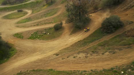 beautiful 4k aerial footage of dirt bikes, atvs and quads in desert mountains of california. atv trails and gorgeous golden mountains. this is one clip of 11 in the series.