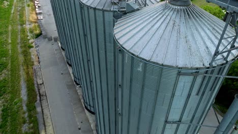 Silo-Storehouse-For-Grain-Storage---aerial-drone-shot