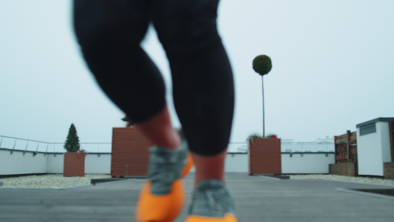 Sport woman running making cardio workout exercising outdoors fitness weight loss fat burning